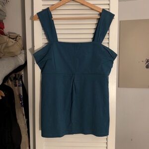 Ann Taylor Cotton Blend Sleeveless Top | Teal | L | Y2K